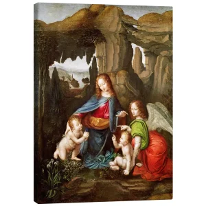 تابلو بوم کنواس طرح Madonna of the Rocks کد 270555 مدونای صخره‌ها