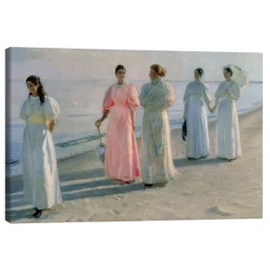 تابلو بوم کنواس طرح A stroll on the beach کد 864544 قدم زدن در ساحل