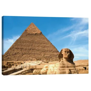 تابلو بوم کنواس طرح Sphinx in front of the Great Pyramid کد 579434 ابوالهول در مقابل هرم بزرگ