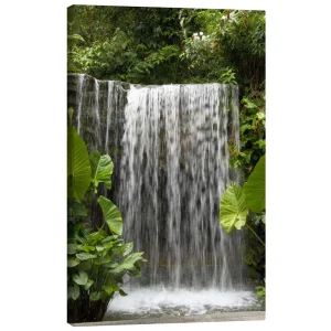 تابلو بوم کنواس طرح Waterfall in the orchid garden کد 654634 آبشار در باغ ارکیده