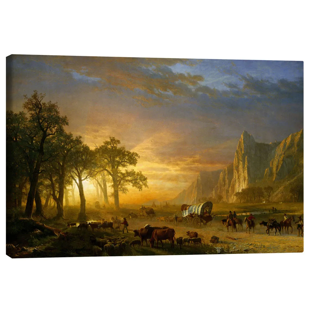 196054_canvas تابلو بوم کنواس طرح Wagon Train on the Prairie کد 196781 قطار واگنی در دشت