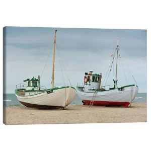 تابلو بوم کنواس طرح Fishing boats in Løkken