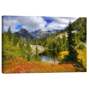 تابلو بوم کنواس طرح Autumn mountain landscape کد 423232 منظره کوهستانی پاییزی