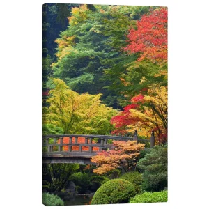 تابلو بوم کنواس طرح Bridge in the Japanese garden کد 792094 پل در باغ ژاپنی