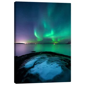 تابلو بوم کنواس طرح Aurora Borealis over Vagsfjorden کد 656932 شفق قطبی بر فراز وگسفیوردن