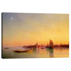 تابلو بوم کنواس طرح Sunset in the bay of Venice کد 258157 غروب خورشید در خلیج ونیز