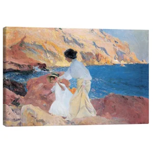 تابلو بوم کنواس طرح Clotilde and Elena on the Rocks at Jávea کد 752483 کلوتیلد و النا بر روی صخره‌های ژاوا