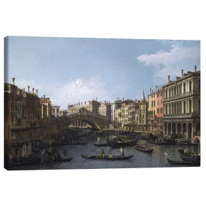 تابلو بوم کنواس طرح Grand Canal and the Rialto Bridge کد 497519 کانال بزرگ و پل ریالتو