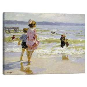 تابلو بوم کنواس طرح At the Seashore کد 185884 در ساحل دریا