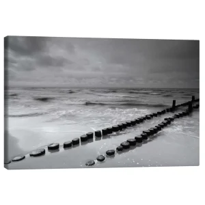 تابلو بوم کنواس طرح Buhnen am Meer monochrome کد 264136 بوهن آم میر تک رنگ