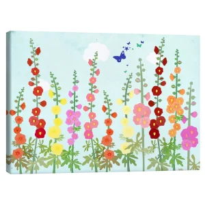 تابلو بوم کنواس طرح Hollyhocks کد 141337 گل ختمی