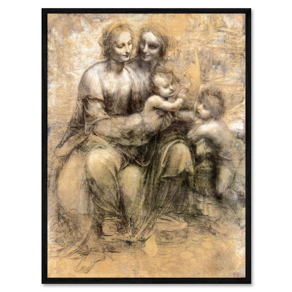 369903_loft-black تابلو قاب دار طرح The Virgin and Child with Saint Anne and Saint John the Baptist کد 779172 باکره و کودک به همراه سنت آن و سنت جان باپتیست