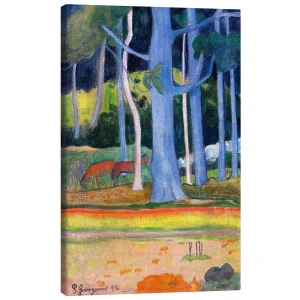 تابلو بوم کنواس طرح Landscape with blue trunks کد 715448 منظره ای با تنه های آبی