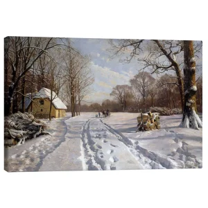 تابلو بوم کنواس طرح A Sleigh Ride Through a Winter Landscape. 1915 کد 807115 سورتمه سواری در یک منظره زمستانی. ۱۹۱۵