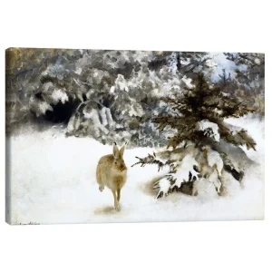 تابلو بوم کنواس طرح A hare in the snow کد 501126 خرگوشی در برف