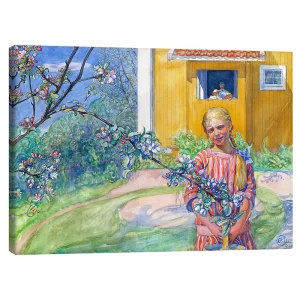 تابلو بوم کنواس طرح Girl With Apple Blossom کد 250069 دختری با شکوفه سیب