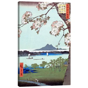 تابلو بوم کنواس طرح Masaki and the Suijin Grove by the Sumida River کد 613117 ماساکی و بیشه سویجین در کنار رودخانه سومیدا