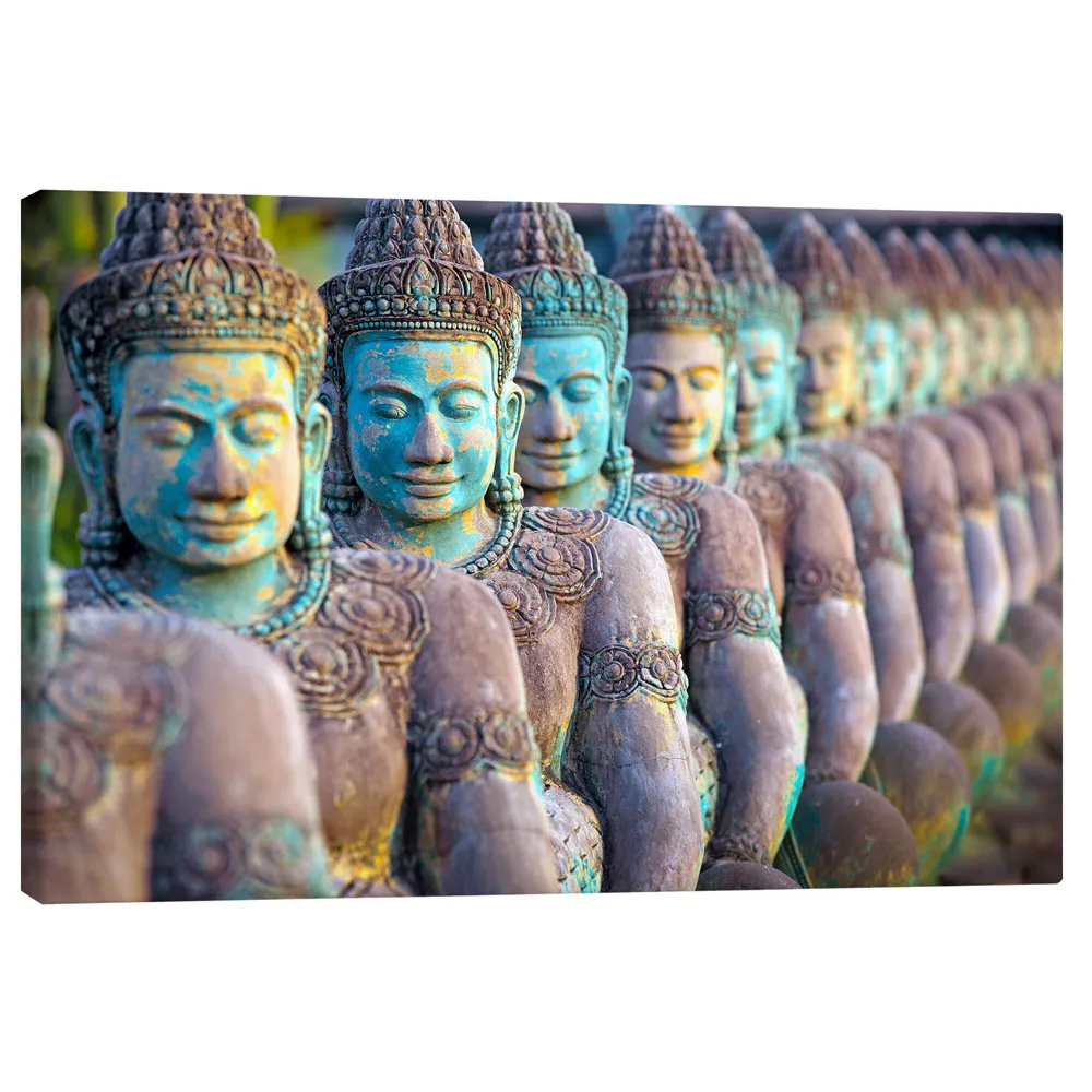 399740_canvas تابلو بوم کنواس طرح Green Buddha statues