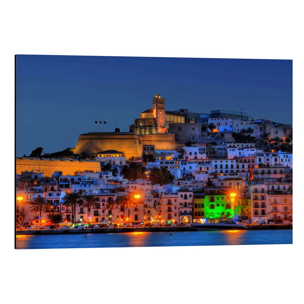 400163_aluminium-print تابلو شاسی طرح Old town of Ibiza at night کد 646781 شهر قدیمی ایبیزا در شب