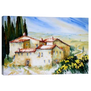 تابلو بوم کنواس طرح Farm in Tuscany کد 195656 مزرعه در توسکانی