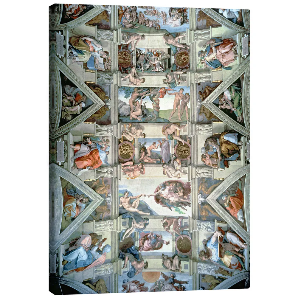 409012_canvas تابلو بوم کنواس طرح Sistine Chapel ceiling and lunettes کد 423993 سقف و سفره هفت سین کلیسای سیستین