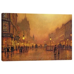 تابلو بوم کنواس طرح A street at night کد 789275 خیابانی در شب